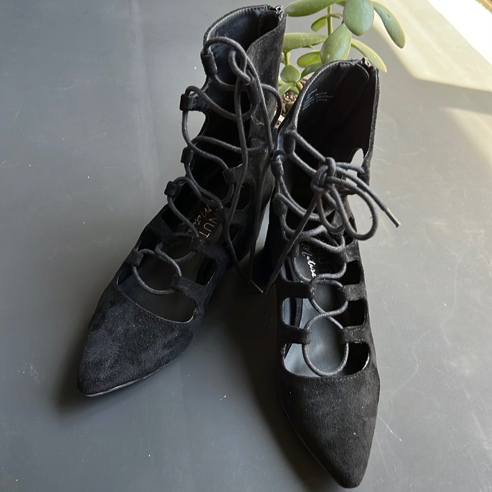 Laced up hottie faux suede